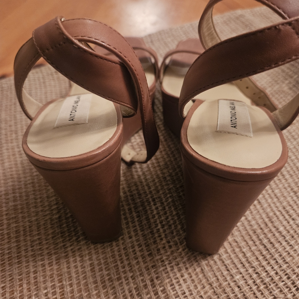 ANTONIO MELANI Tan Leather Platform Heels - Picture 5 of 5